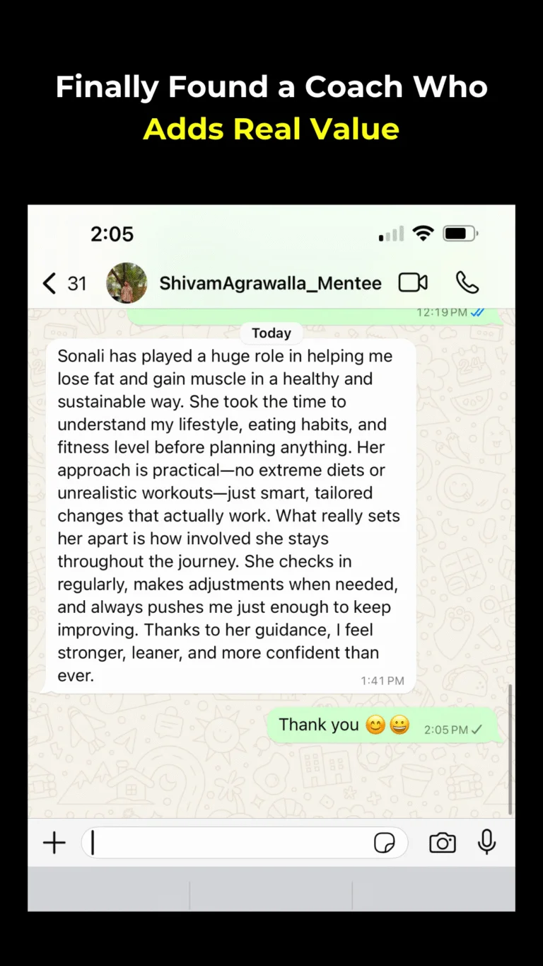 Client WhatsApp message