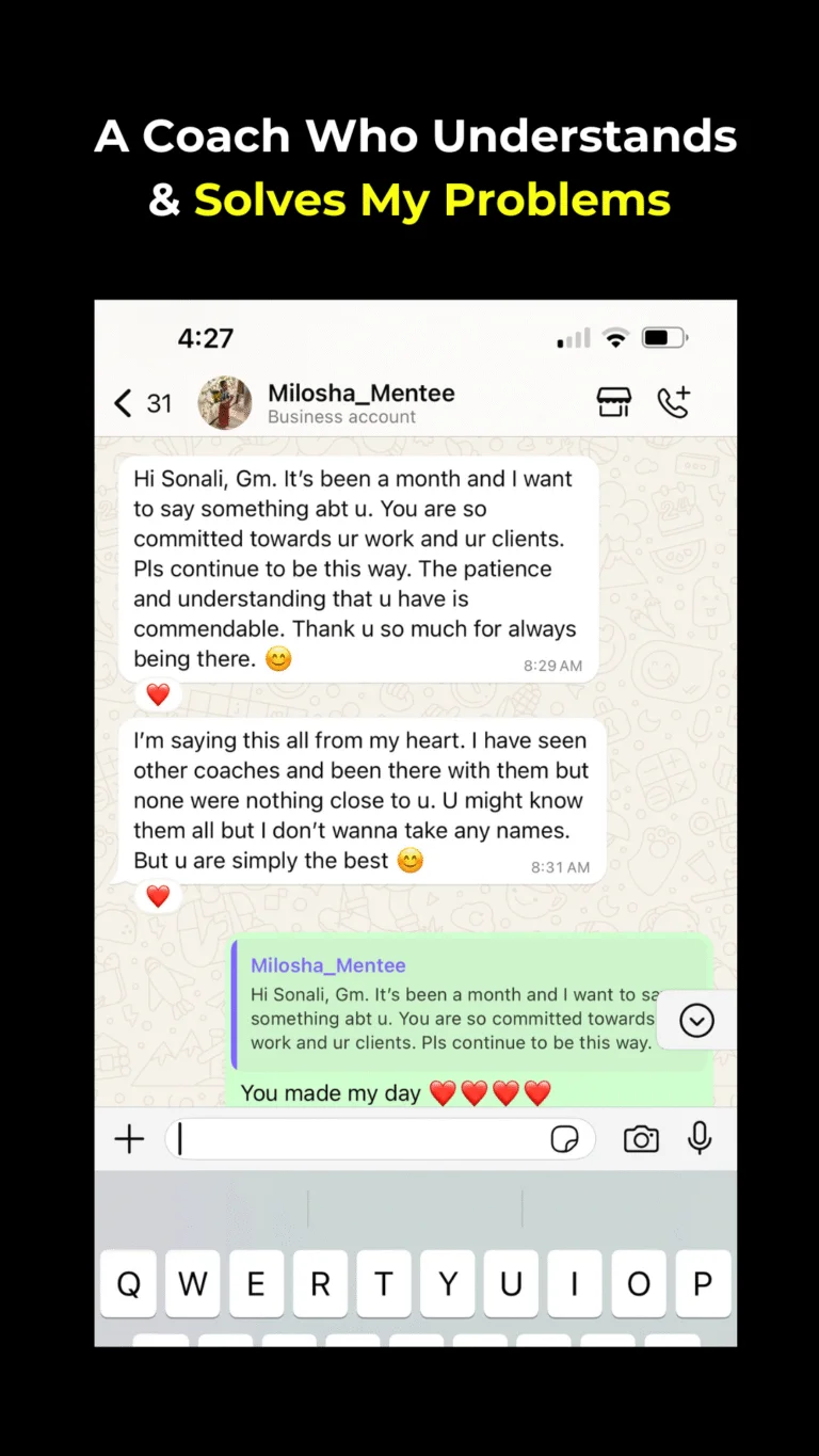 Client WhatsApp message